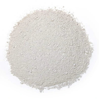 A mound of fine, grayish-white powder on a plain background.